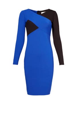 Elastane/Polyester/Ponte/Viscose Fitted Chevron Print Long Sleeves  Dress