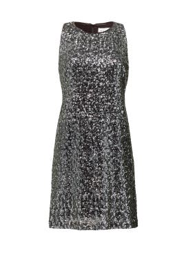 Sleeveless Polyester Sequined Mesh Shift  Dress