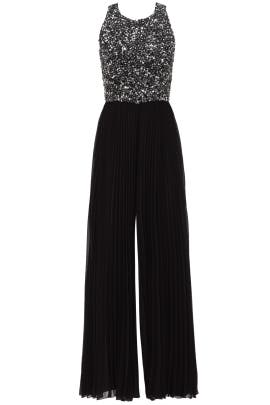 Sleeveless Mesh Sequined Pleated Nylon Jumpsuit 