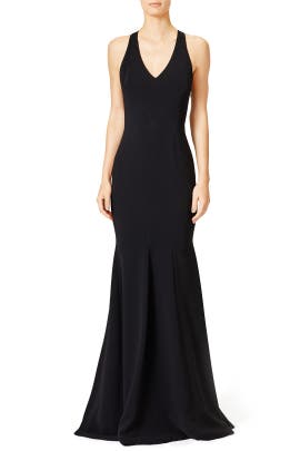 Jersey/Polyester Mesh Cutout Fit-and-Flare Halter Sleeveless  Dress