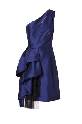 Polyester/Silk/Taffeta One Shoulder Sleeveless Full-Skirt  Dress