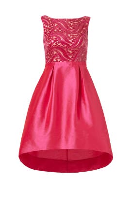 Acetate/Cotton/Faille Asymmetric Sleeveless Bateau Neck Full-Skirt  Dress