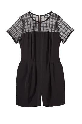Illusion Short Sleeves Crepe/Polyester Romper 