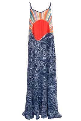 V-neck Spaghetti Strap Crepe/Viscose General Print Full-Skirt Maxi Dress 