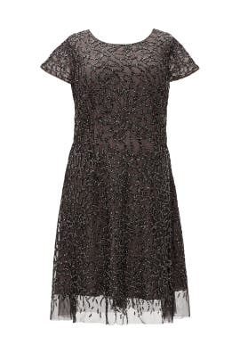 A-line Polyester/Tulle Cap Sleeves Sequined  Dress