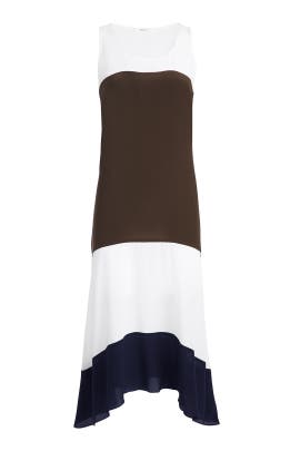 A-line Sleeveless Crepe/Silk Scoop Neck Asymmetric Maxi Dress 