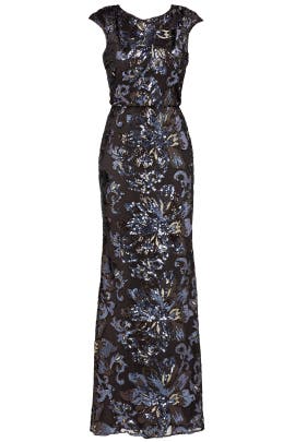 Sequined Mesh Cap Sleeves Nylon Bateau Neck  Dress