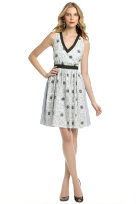 V-neck Cotton/Polyester Sleeveless Summer Jacquard Full-Skirt General Print  Dress