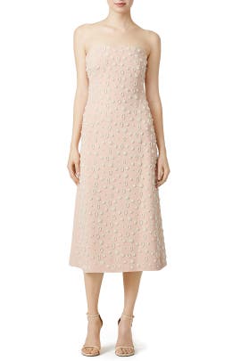 Strapless  Acetate/Crepe/Elastane/Polyamide Corset   Waistline  Dress With Pearls