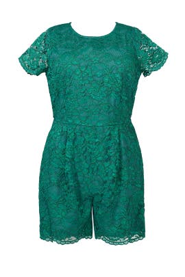 Short Sleeves Polyamide/Rayon Lace Romper 