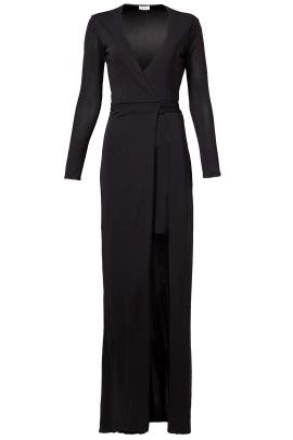 V-neck Long Sleeves Jersey/Viscose Wrap Lace-Up Asymmetric  Dress