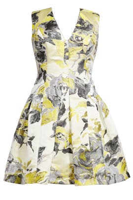 V-neck Polyester Sleeveless Full-Skirt Jacquard  Dress