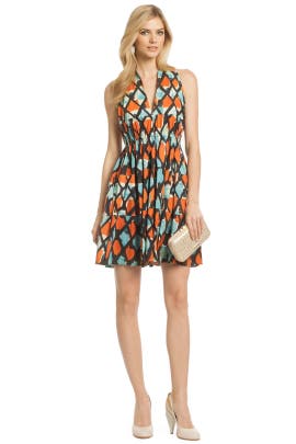 V-neck Full-Skirt Cotton Sleeveless General Print  Dress