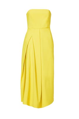 Strapless Cotton/Elastane/Polyamide Jacquard Full-Skirt Midi Dress 