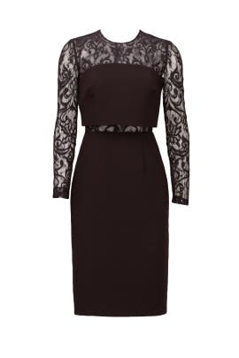 Cotton/Nylon Sheath Illusion Lace Long Sleeves  Dress