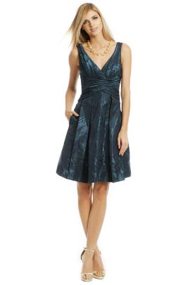 V-neck Sleeveless Jacquard Full-Skirt Polyester  Dress