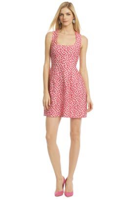 Sleeveless Jacquard Scoop Neck Polyamide/Polyester/Silk Full-Skirt Floral Print  Dress