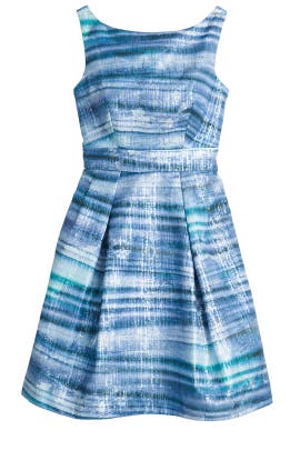 Full-Skirt Faille/Polyester Sleeveless Bateau Neck  Dress