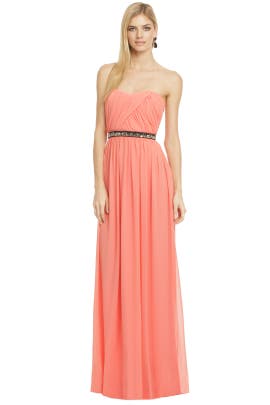 Strapless Jeweled Belted Chiffon/Polyester Full-Skirt Sweetheart  Dress