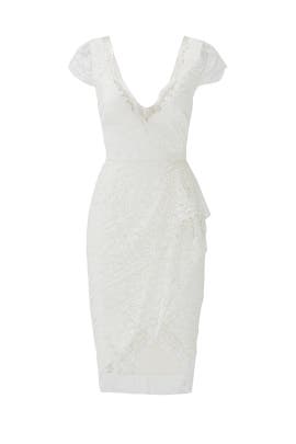 V-neck Sheath Nylon/Polyester Short Sleeves Lace Draped  Dress