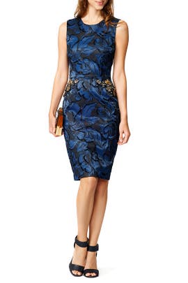 Sleeveless Embroidered Fitted Jeweled Beaded Elastane/Nylon/Silk/Taffeta  Dress