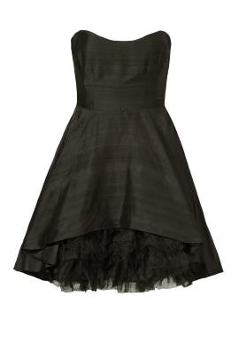 Strapless Sweetheart Faille/Silk/Tulle Full-Skirt  Dress