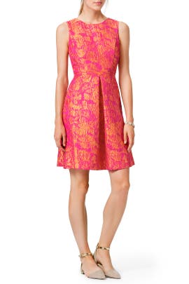 Full-Skirt Jacquard Pleated Sleeveless General Print Acrylic/Polyester  Dress