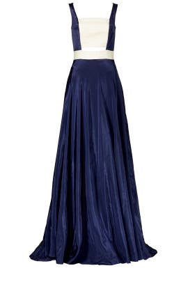 Faille/Polyester Square Neck Full-Skirt Cutout Sleeveless  Dress