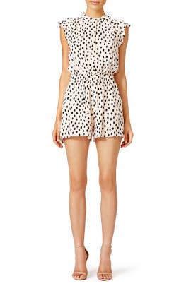 Crepe/Viscose  Leopard Print Dots Print Cap Sleeves Romper  With Ruffles