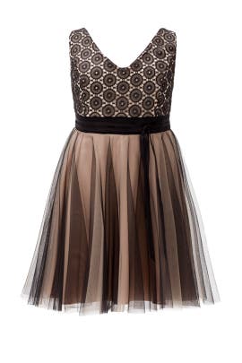 V-neck Polyamide/Tulle/Viscose Sleeveless Full-Skirt  Dress