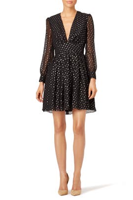 V-neck Full-Skirt Chiffon/Polyester/Silk Long Sleeves  Dress