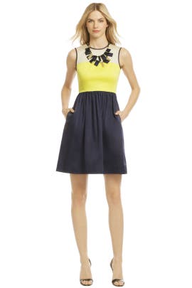 A-line Sleeveless Colorblocking Keyhole Cotton/Spandex  Dress