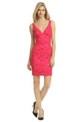 V-neck Jacquard Cotton/Metallic/Polyester  Dress