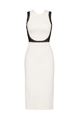 Crepe/Polyamide/Viscose Sleeveless Cutout Fitted Mesh  Dress