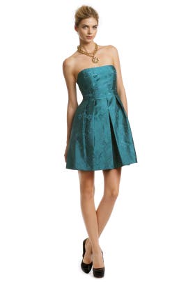 Strapless Brocade Pleated  Dress