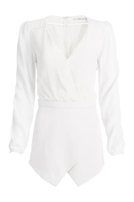 V-neck Long Sleeves Cotton/Faille/Spandex Romper 