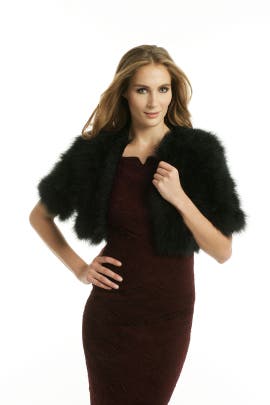 Adrienne Landau Black Marabou Bolero