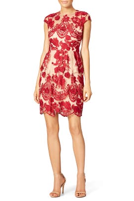 Nylon/Tulle Bateau Neck Cap Sleeves  Dress