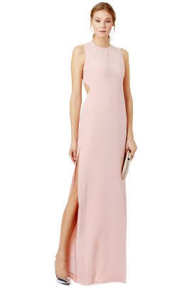 Acetate/Crepe/Polyester/Triacetate Sleeveless Slit Open-Back  Dress