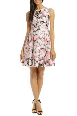 Sleeveless General Print Cotton/Silk Bubble Dress Full-Skirt  Dress