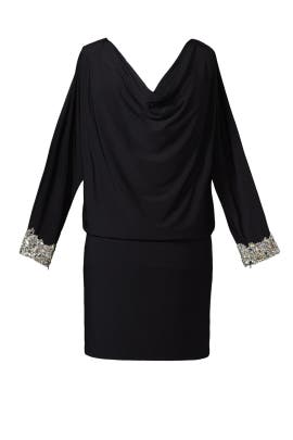 Beaded Cowl Neck Long Sleeves Jersey/Polyester/Spandex  Dress