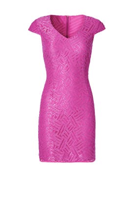 Cotton/Metallic Lace Shift Cap Sleeves  Dress