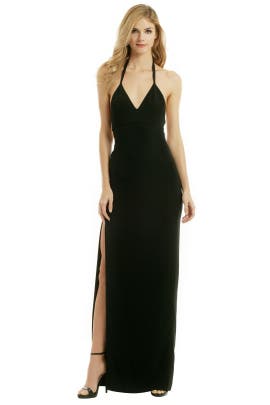 Open-Back Fitted Halter Sleeveless Acetate/Crepe/Rayon/Spandex  Dress