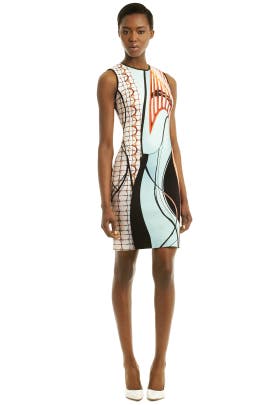 General Print Polyester/Spandex Spring Fitted Sleeveless  Dress