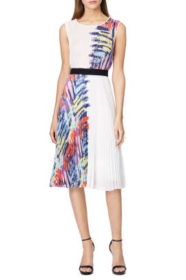 Chiffon/Polyester Pleated Elasticized   Waistline Sleeveless Full-Skirt  Dress