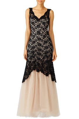 V-neck Sleeveless Lace Belted Polyamide/Viscose Mermaid  Dress