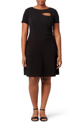 Full-Skirt Polyester/Spandex Short Sleeves  Dress