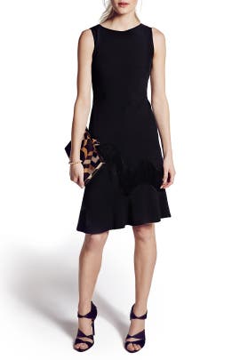 Crepe/Polyester Sleeveless Shift Bateau Neck  Dress