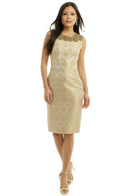 Beaded Jacquard Sleeveless Brocade/Polyester/Silk  Dress