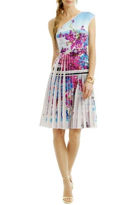 Crepe/Polyester/Spandex Cap Sleeves One Shoulder Pleated General Print  Dress